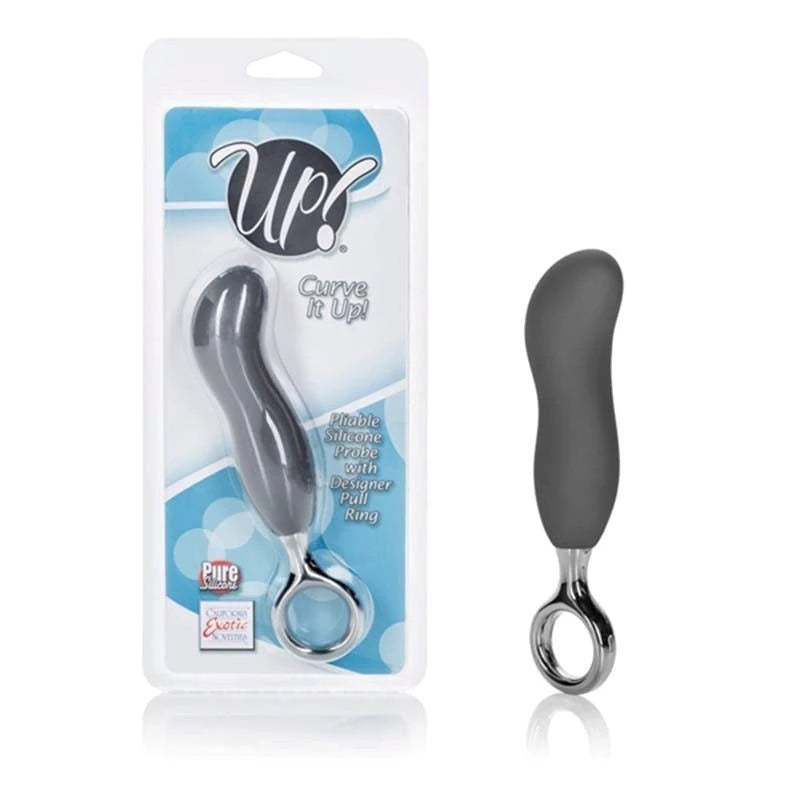 CalExotics Up! Curve It Up Silicone Prostate Toys Grey Anal Dildos