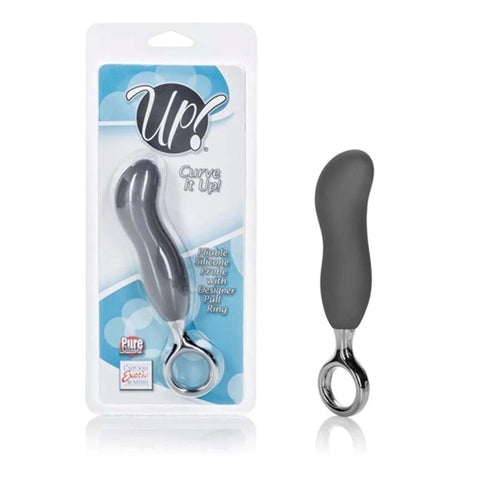 CalExotics Up! Curve It Up Silicone Prostate Toys Grey - Anal Dildos