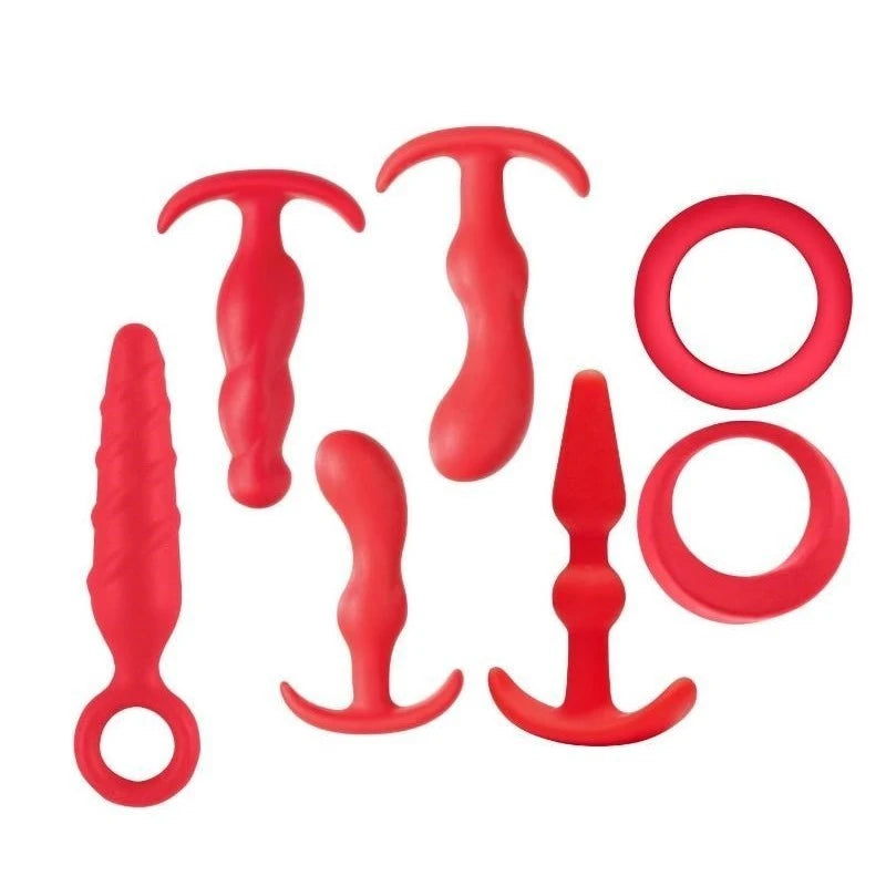 Jovial 7 Piece Anal Kit Red Butt Plugs