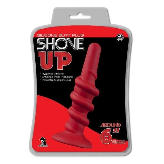 Shove Up 6" Silicone Dong With Suction Cup Red Butt Plugs