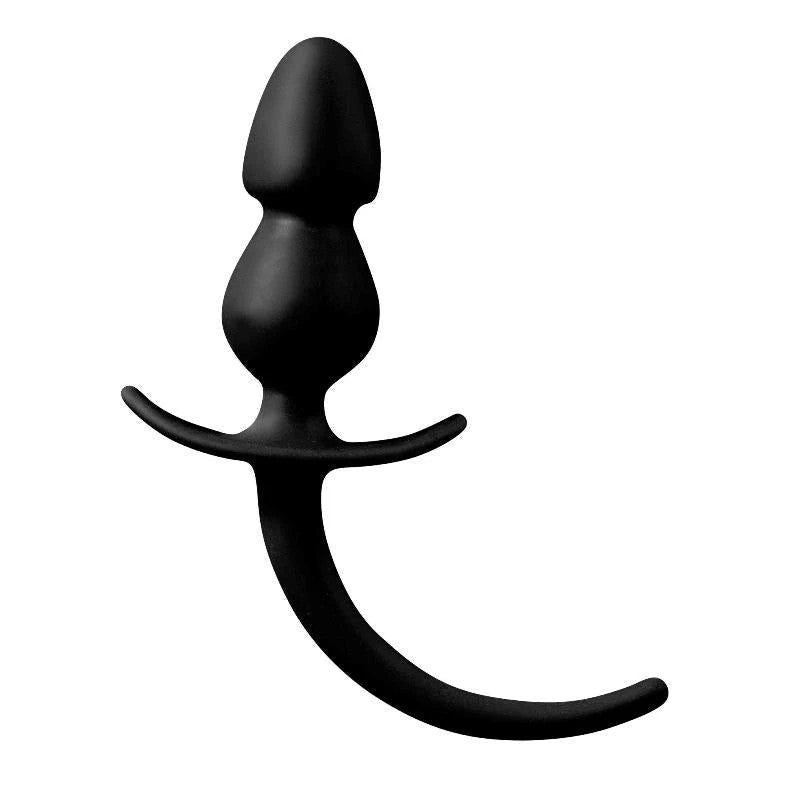 Shove Up 4" Black Silicone Butt Plug with Tail Butt Plugs