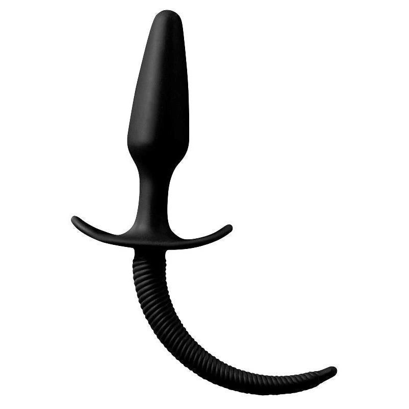 Shove Up 4 Inch Silicone Butt Plug with Tail Black Butt Plugs