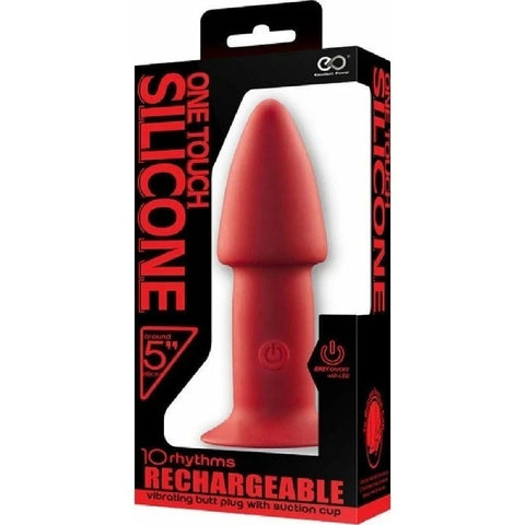 Excellent Power One Touch Rechargeable Silicone Butt Plug 5 inch - Anal Vibrators