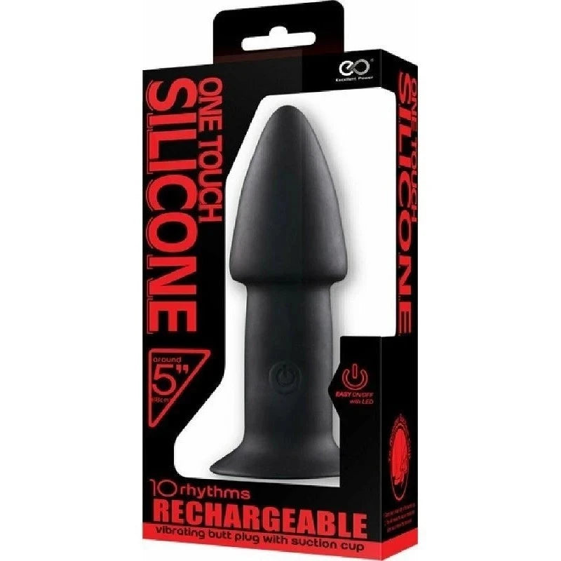 Excellent Power One Touch Rechargeable Silicone Butt Plug 5 inch Anal Vibrators