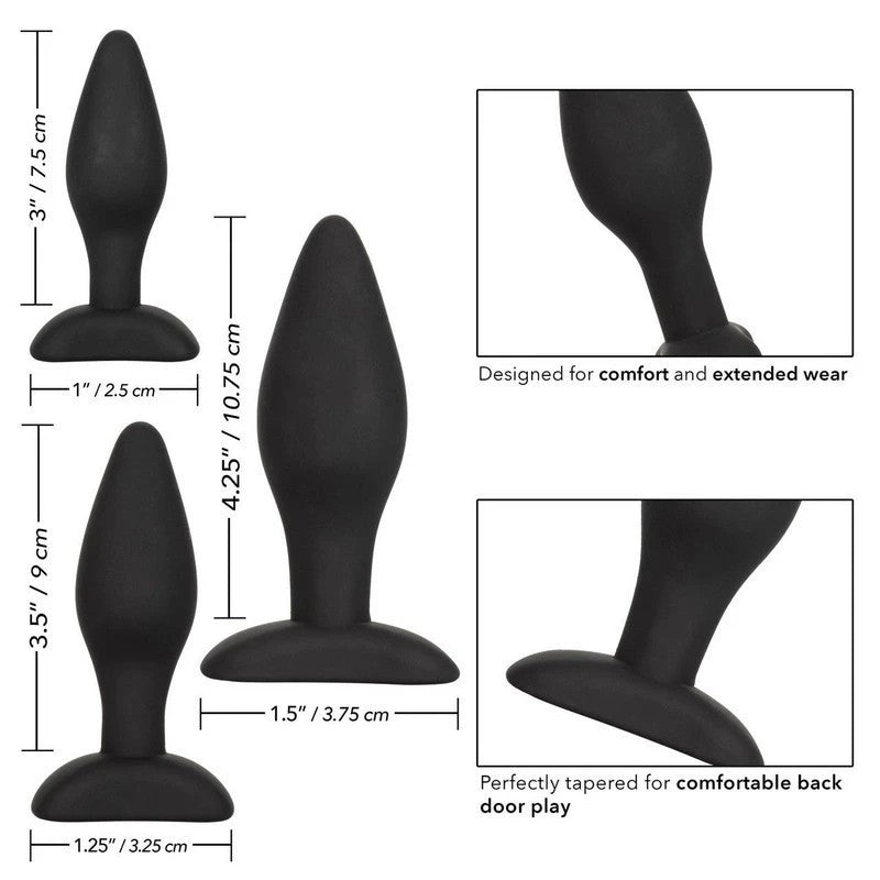 CalExotics 3 Piece Silicone Anal Plug Exerciser Kit Butt Plugs