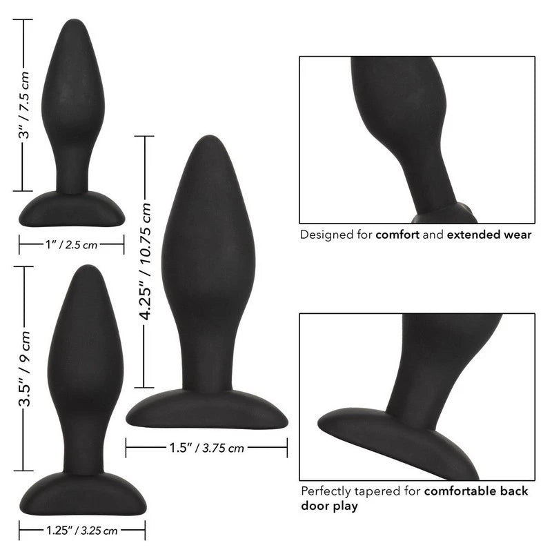 CalExotics 3 Piece Silicone Anal Plug Exerciser Kit Butt Plugs