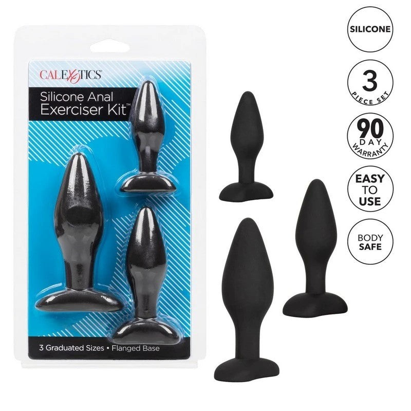 CalExotics 3 Piece Silicone Anal Plug Exerciser Kit Butt Plugs