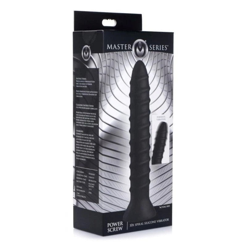 Master Series Power Screw 10X Spiral Silicone Vibrator Butt Plugs
