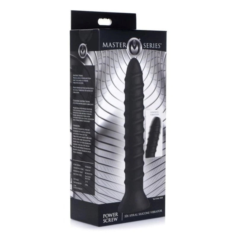 Master Series Power Screw 10X Spiral Silicone Vibrator Butt Plugs
