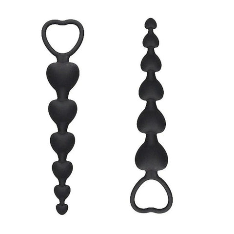 Ouch! Anal Heart Beads - Butt Plugs