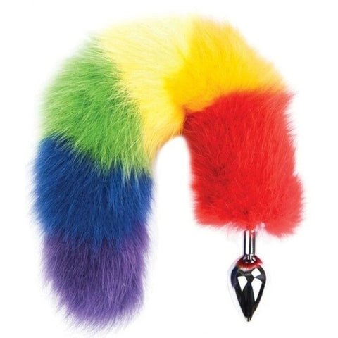 Rainbow Foxy Tail Butt Plug - Butt Plugs