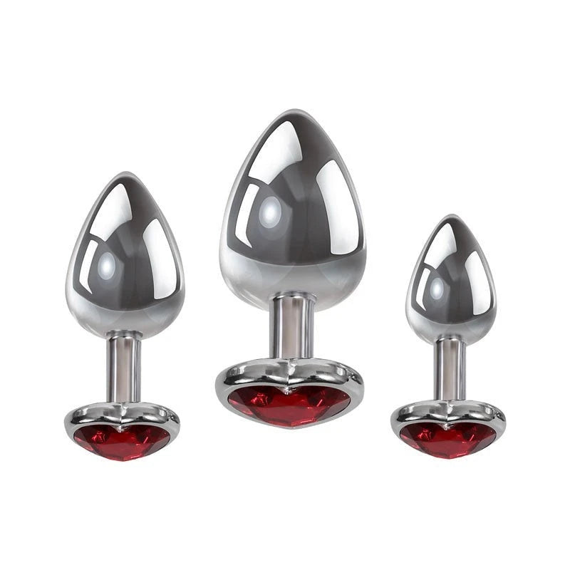 Luxurious Three Hearts Gem Anal Plug Collection Butt Plugs