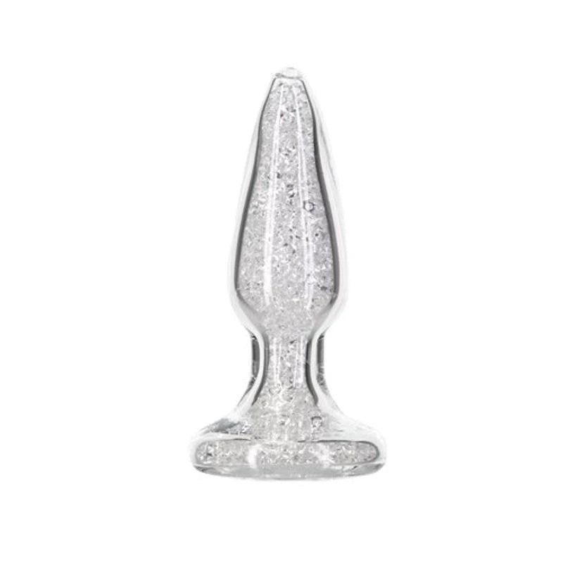 Pillow Talk Fancy Luxurious Glass Anal Plug w Clear Gem Butt Plugs