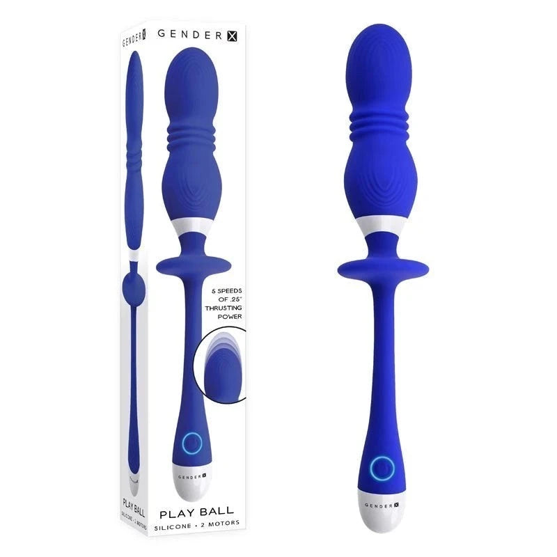 Gender X PLAY BALL Blue - Innovative Thrusting and Vibrating Orbs Anal Vibrators