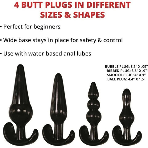 Explore Intimate Bliss - Adam & Eve's 4-Piece Anal Pleasure Set - Butt Plugs