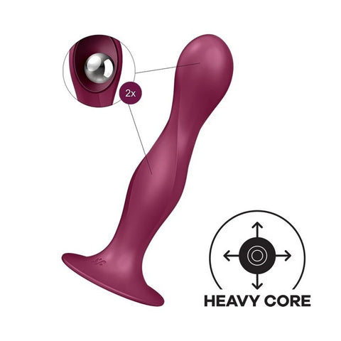 Satisfyer Double Ball-R Soft Silicone Vaginal and Anal Dildo Red - Butt Plugs