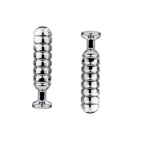 Luxurious Metallic Zone Ribbed Anal Toy - 3 Sizes - Butt Plugs
