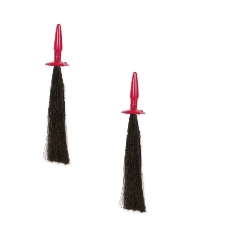 Doc Johnson Red's Black Leather Pony Play BDSM Whip Small Butt Plugs