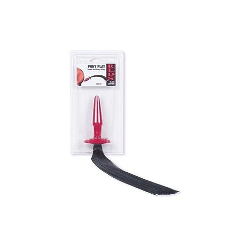 Doc Johnson Red's Black Leather Pony Play BDSM Whip Small - Butt Plugs