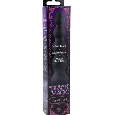 Doc Johnson Black Magic 7 inch Ribbed Anal Vibrator - Anal Vibrators