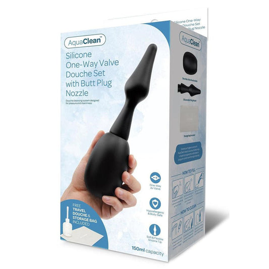Xgen Products AquaClean Silicone 1 Way Valve Douche Set with Butt Plug Nozzle Enemas and Douches