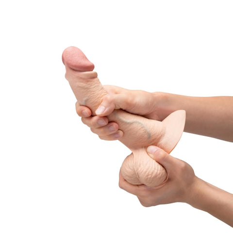 B-Vibe Slipskin Curved Realistic Silicone Dildo 8 Inch - Realistic Dildos
