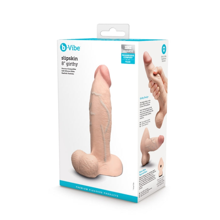 B-Vibe Slipskin Realistic Silicone Dildo Girthy 8 Inch Realistic Dildos