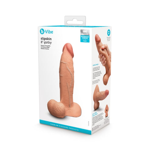 B-Vibe Slipskin Realistic Silicone Dildo Girthy 8 Inch - Realistic Dildos