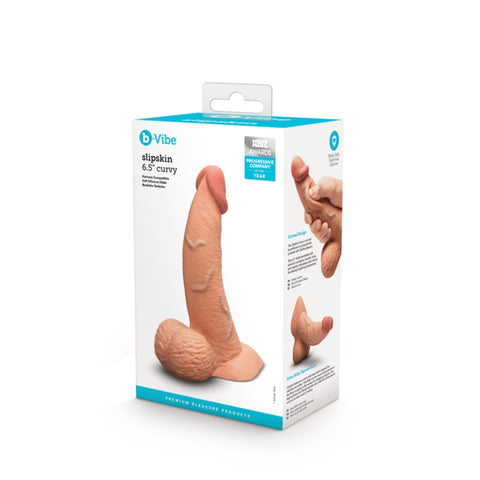 B-Vibe Slipskin Curved Realistic Silicone Dildo 6.5 Inch - Realistic Dildos
