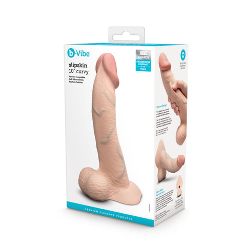 B-Vibe Slipskin 10 Inch Curved Realistic Silicone Dildo - Realistic Dildos