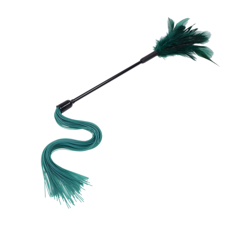 Sex & Mischief Indica Feather Tickler Whip Green - Whips And Crops