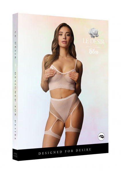 Le Desir 2 Piece Bra Set with Garters One Size - Bras and Bra Sets
