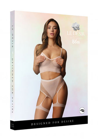 Le Desir 2 Piece Bra Set with Garters One Size - Bras and Bra Sets