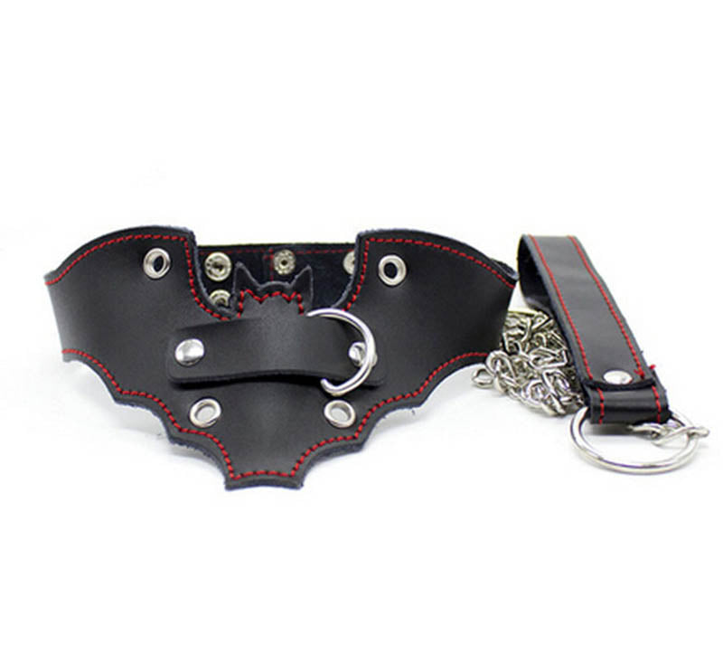 Batman Fetish Collar with Lead Collars and Leads