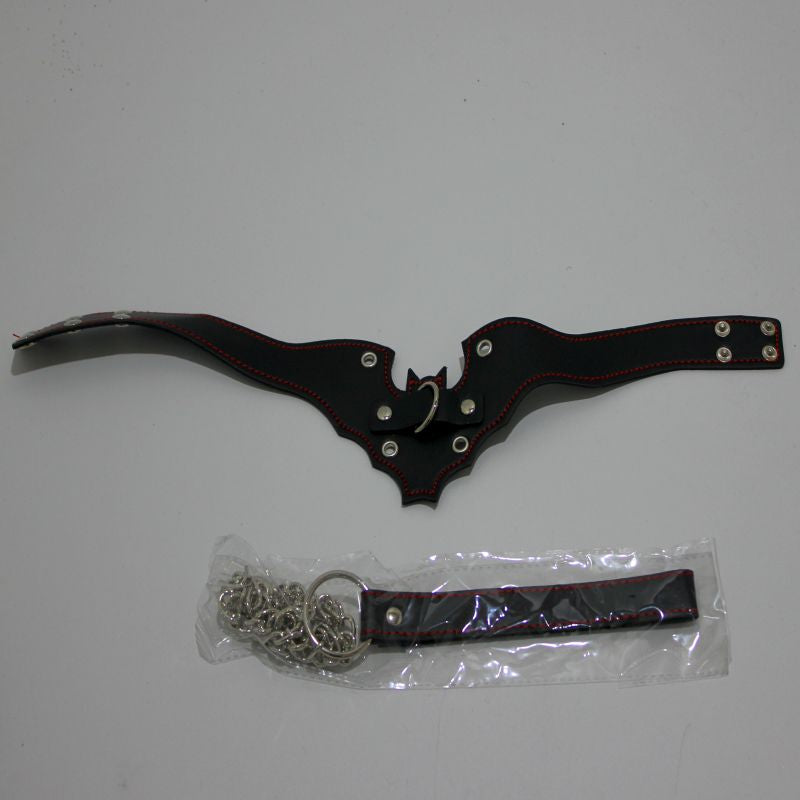 Batman Fetish Collar with Lead Collars and Leads