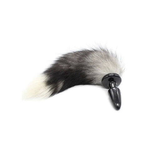 Black & White Faux Fox Tail Butt Plug - Butt Plugs