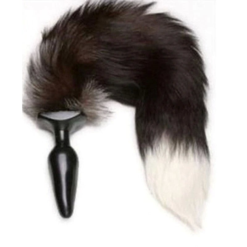 Black & White Faux Fox Tail Butt Plug Butt Plugs