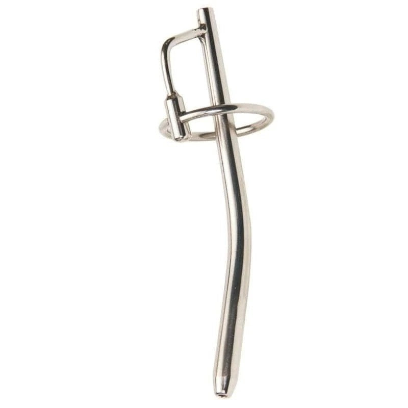 Curved Stainless Steel Penis Plug with Interchangeable Glans Rings Penis Plugs