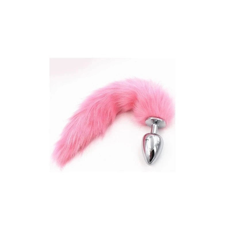 Pink Silicone Butt Plug With Faux Fox Tail Butt Plugs