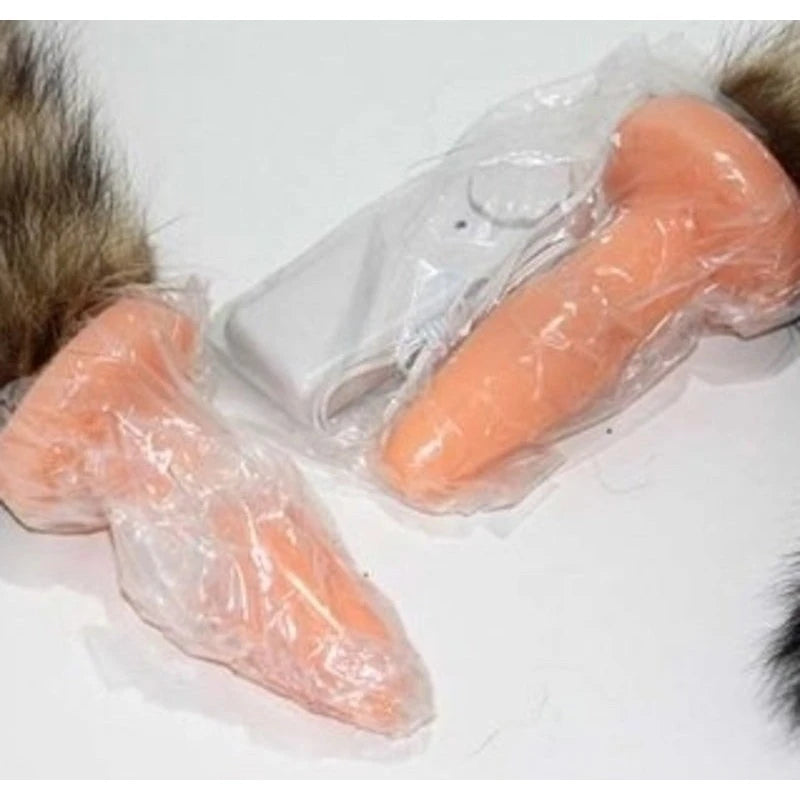 Brown Faux Fox Tail Vibrating Anal Plug Butt Plugs