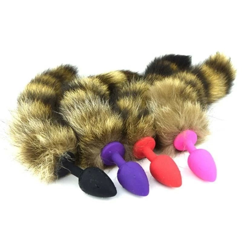 Silicone Butt Plug With Faux Fox Tail Medium Butt Plugs