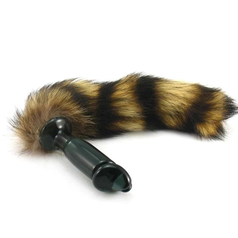 Glass Butt Plug With Faux Fox Tail Butt Plugs