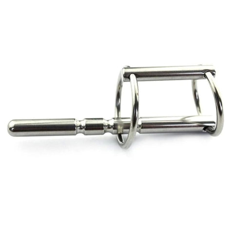 Rocket Grooved Solid Penis Plug with Dual Rings - Penis Plugs