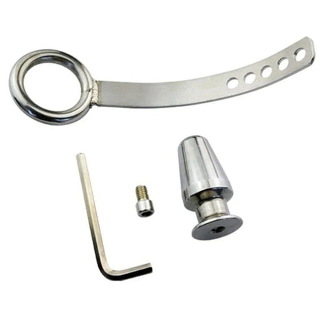 Cock Ring with Adjustable Attached Steel Butt Plug - Butt Plugs
