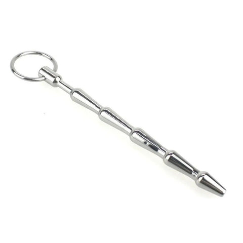 Tiered Metal Plug with Pull Ring - Penis Plugs