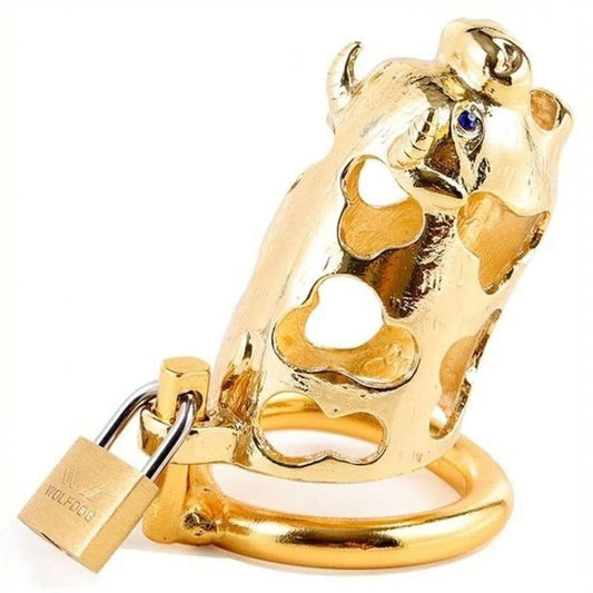 Chinese Zodiac CockCage Ox GOLD - Male Chastity