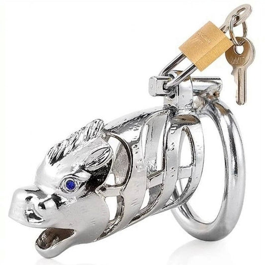 Chinese Zodiac Cock Cage - Horse - SILVER - Male Chastity