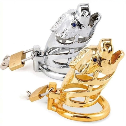 Chinese Zodiac Cock Cage - Horse - SILVER - Male Chastity