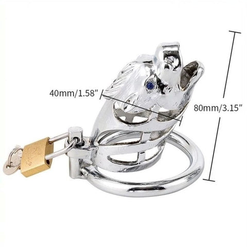 Chinese Zodiac Cock Cage - Horse - SILVER - Male Chastity