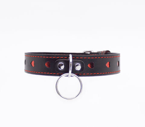 Berlin Baby Metallic Red Love Heart Collar - Collars and Leads